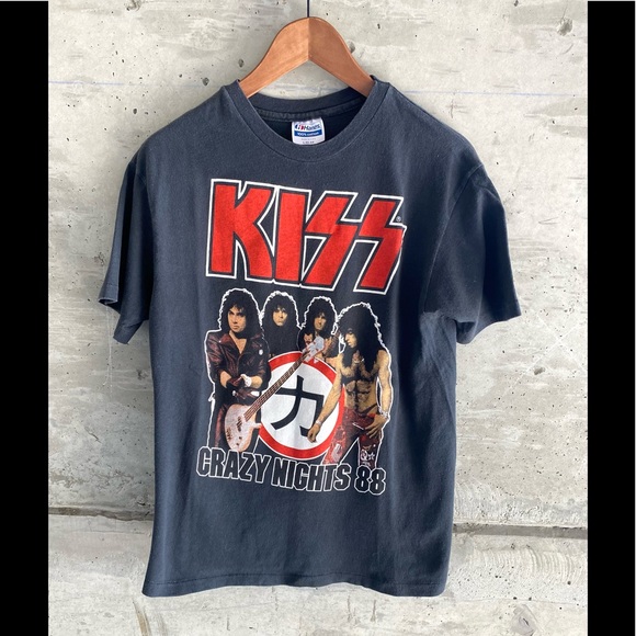 💋💋 vintage 80s Kiss band tee shirt concert tour promo merch black small